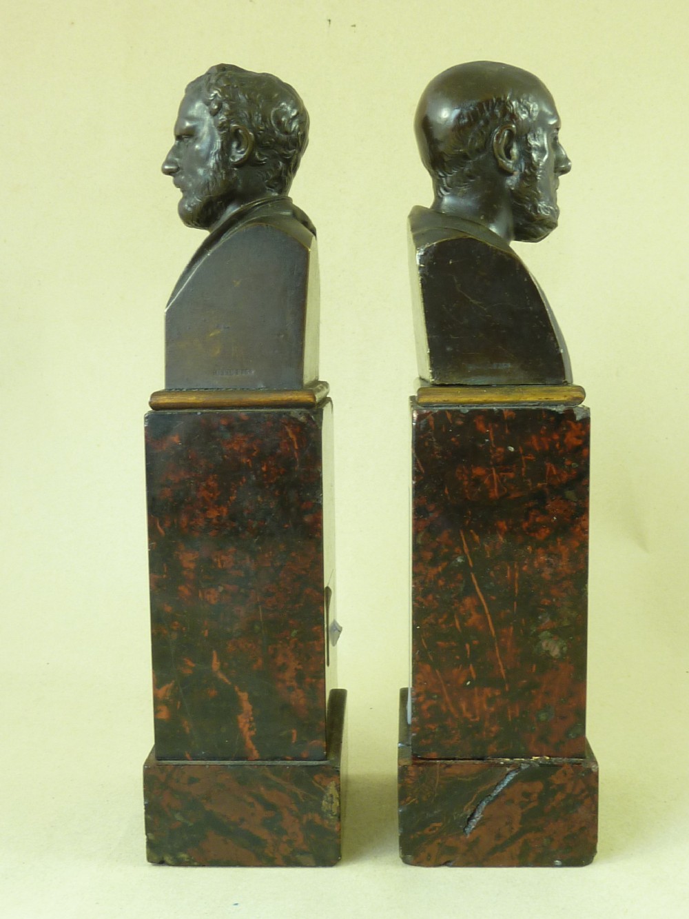 Pair Bronze Busts Hippocrates and Demosthene Susse Frères Antique View III
