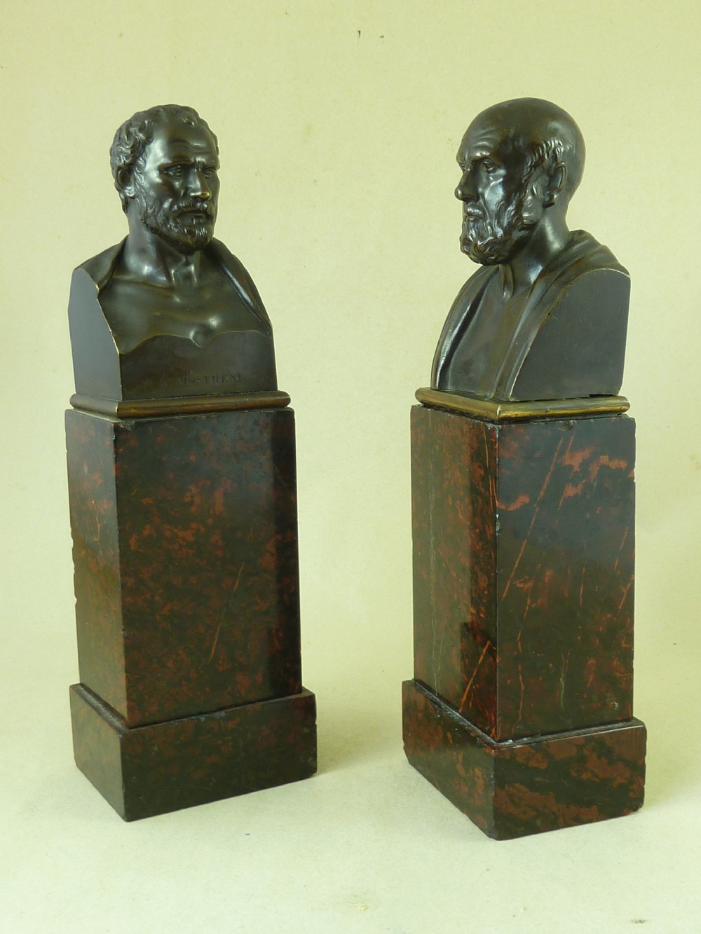 Pair Bronze Busts Hippocrates and Demosthene Susse Frères Antique View VI