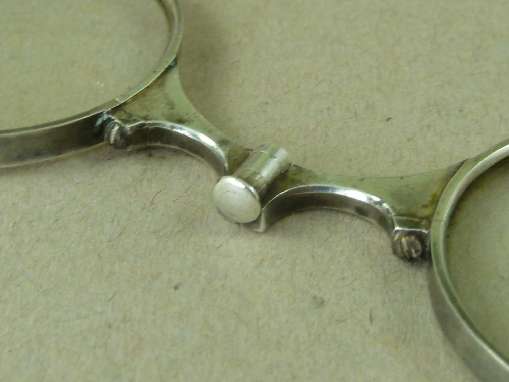 Silver Folding Hinged Bridge Unsprung Lorgnette Mop C1800 Spectacles View VIII
