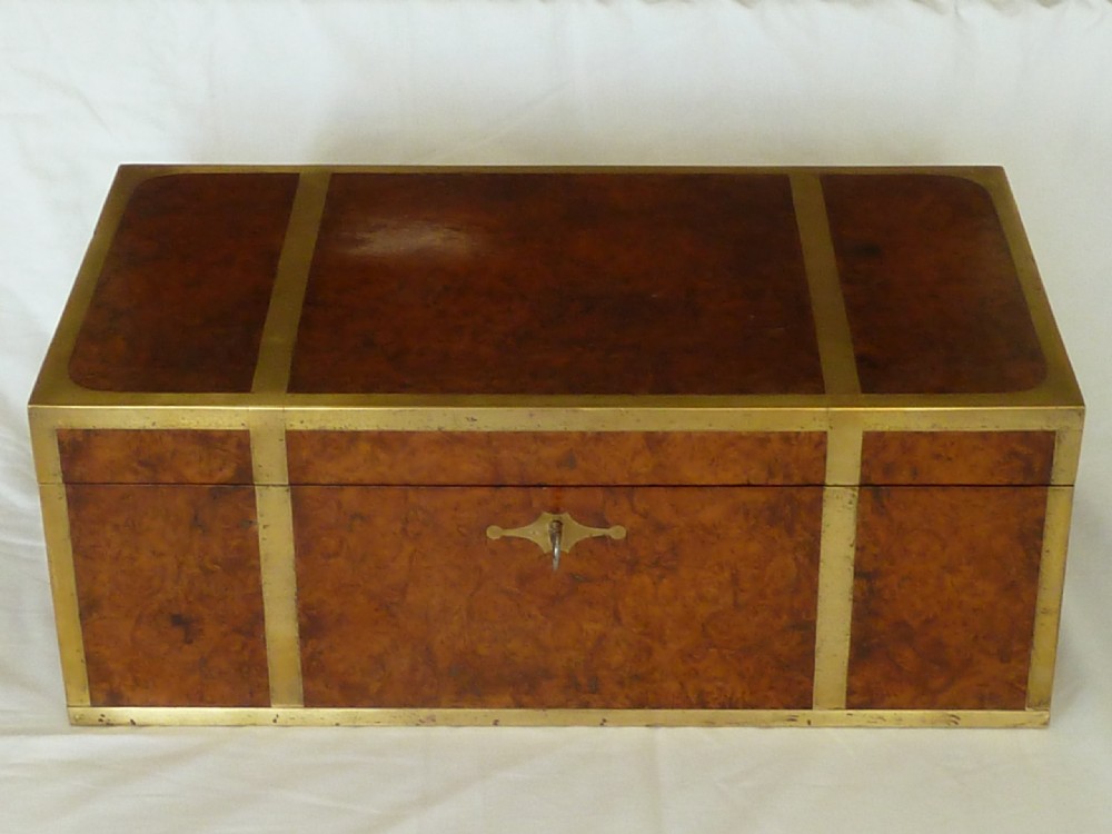 Regency Campaign Writing Slope Brass Bound Desk Solid Amboyna Anglo Indian  View II