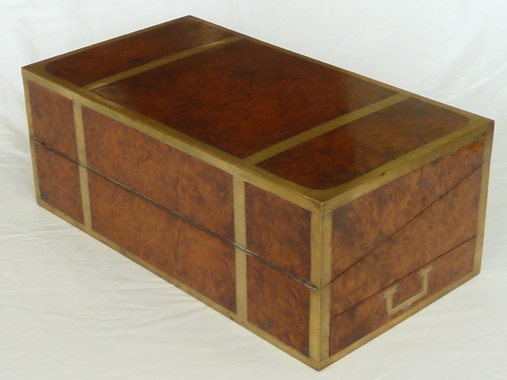 Regency Campaign Writing Slope Brass Bound Desk Solid Amboyna Anglo Indian  View III