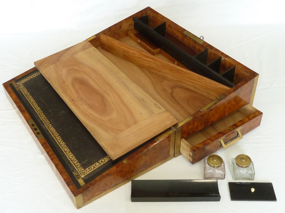 Regency Campaign Writing Slope Brass Bound Desk Solid Amboyna Anglo Indian  View IV