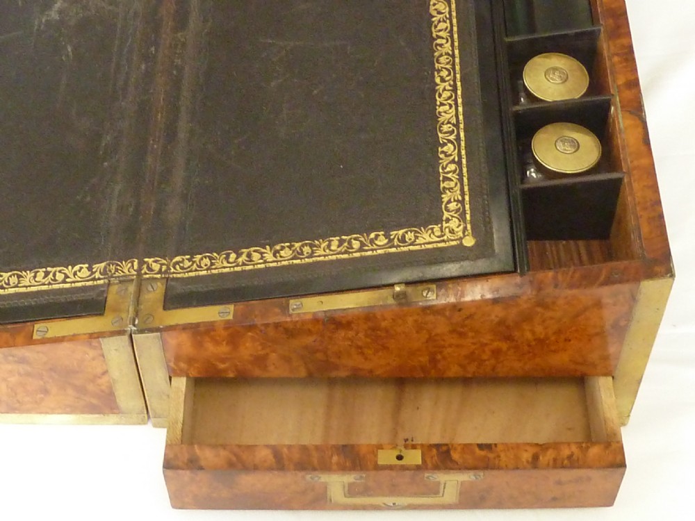 Regency Campaign Writing Slope Brass Bound Desk Solid Amboyna Anglo Indian  View V