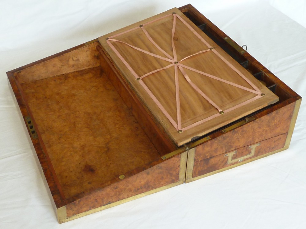 Regency Campaign Writing Slope Brass Bound Desk Solid Amboyna Anglo Indian  View VI