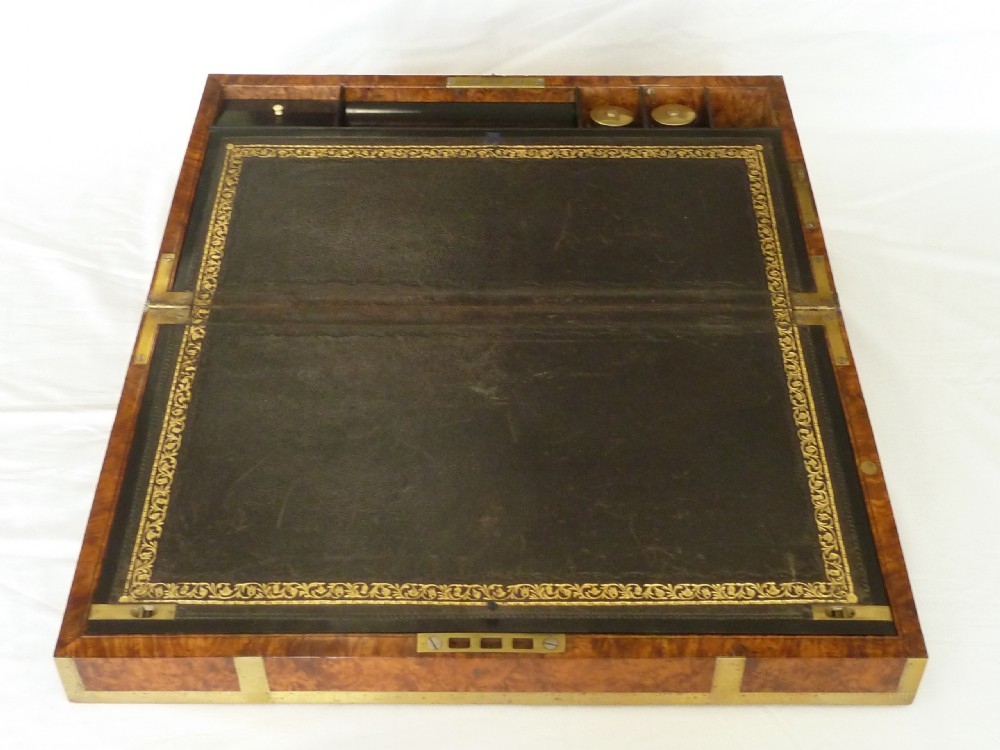 Regency Campaign Writing Slope Brass Bound Desk Solid Amboyna Anglo Indian  View VII