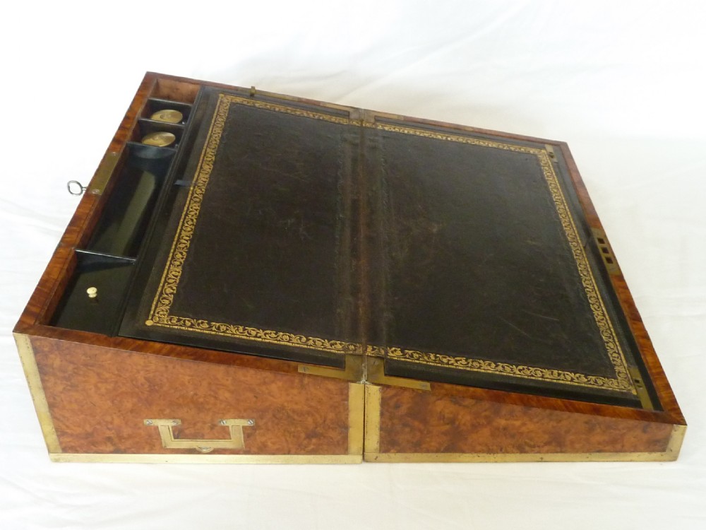 Regency Campaign Writing Slope Brass Bound Desk Solid Amboyna Anglo Indian  View IX