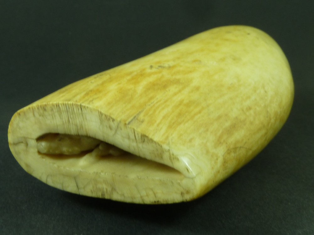 Original Antique Whale Tooth Sailors Scrimshaw Folk Art Fashion Lady View VII