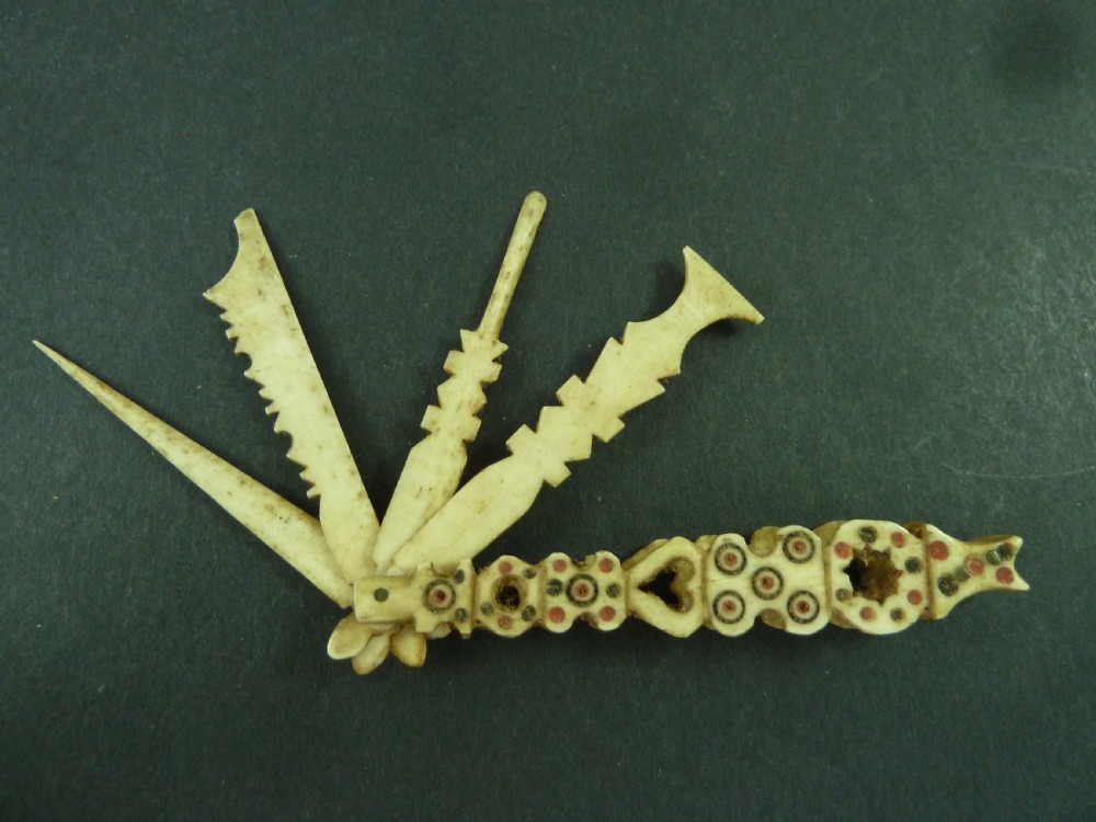 Napolionic POW Bone Toothpick Tongue Scraper Ear Wax Scoop Necessaire Antique