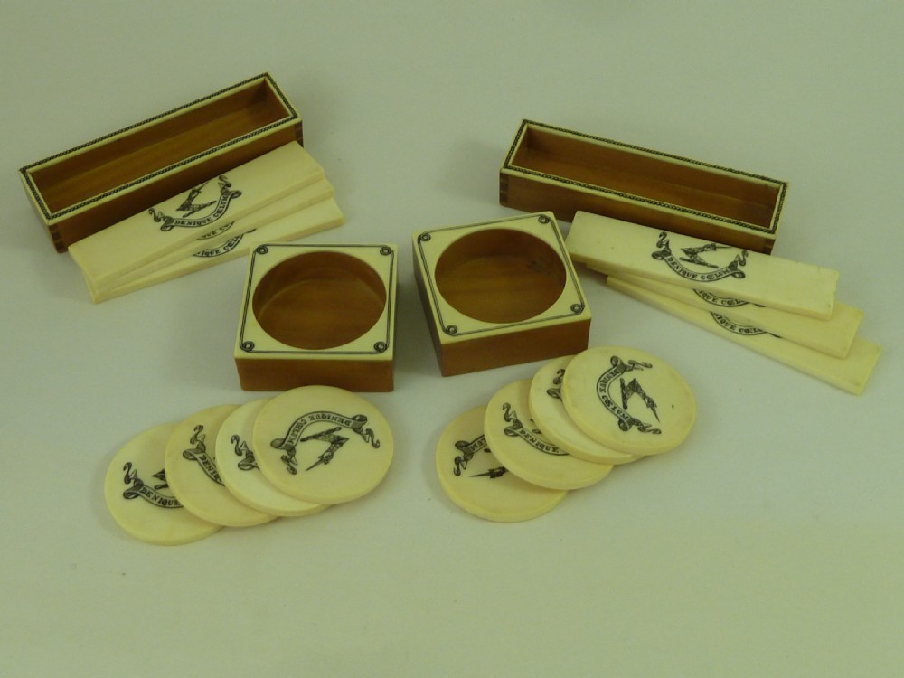 Gaming Tokens Counters Vizagapatam Anglo Indian Ivory Box Sandalwood View X