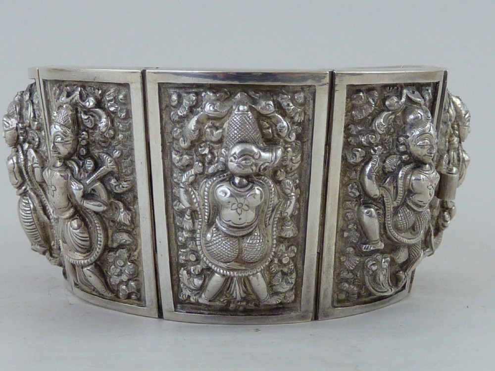 
Indian Silver Cuff Bracelet Conical Bangle Jewellery Swami View III