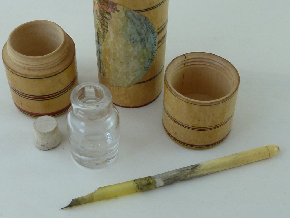 Tunbridge Ware Penner Quill Pen Dip Inkwell Brighton Souvenir View VII