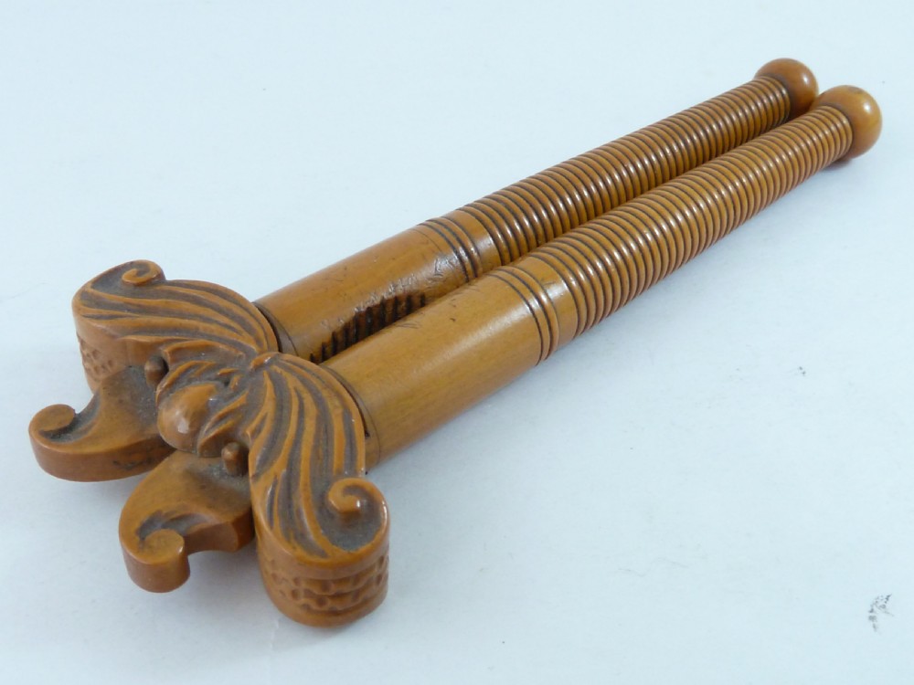 Turned Wood Lever Type Hazel Nutcracker Boxwood Treen