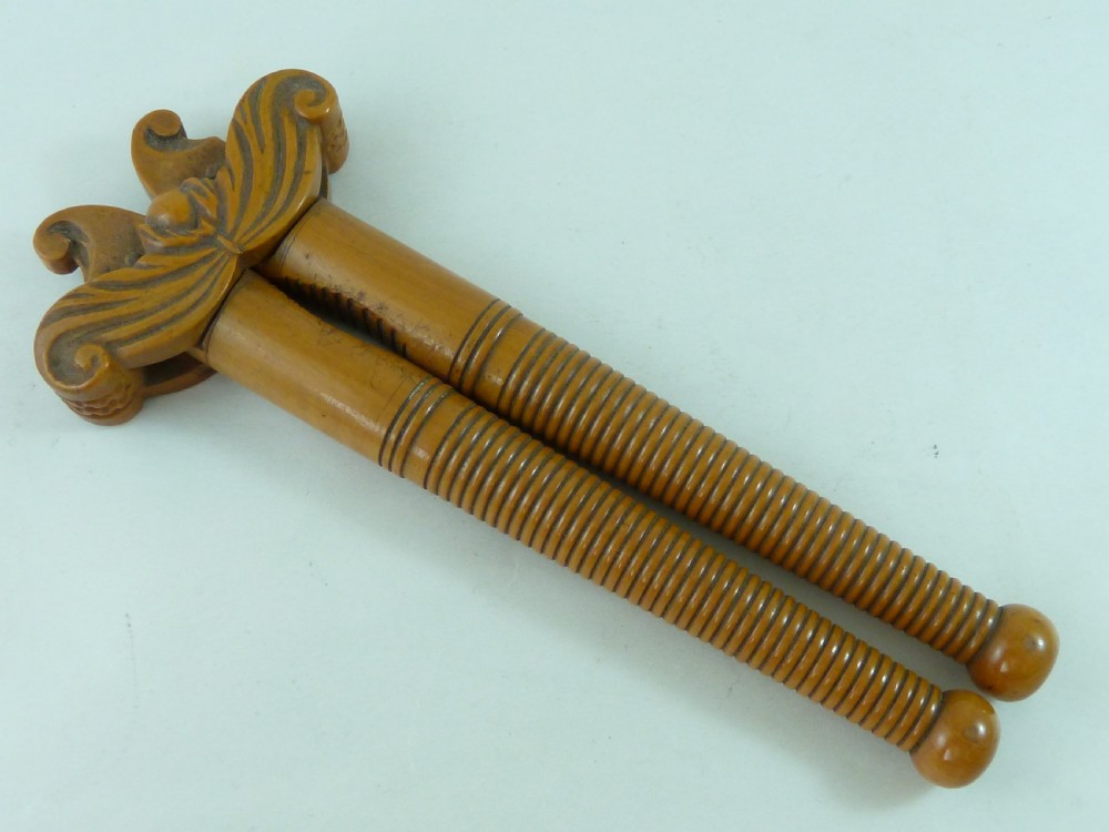 Turned Wood Lever Type Hazel Nutcracker Boxwood Treen View II