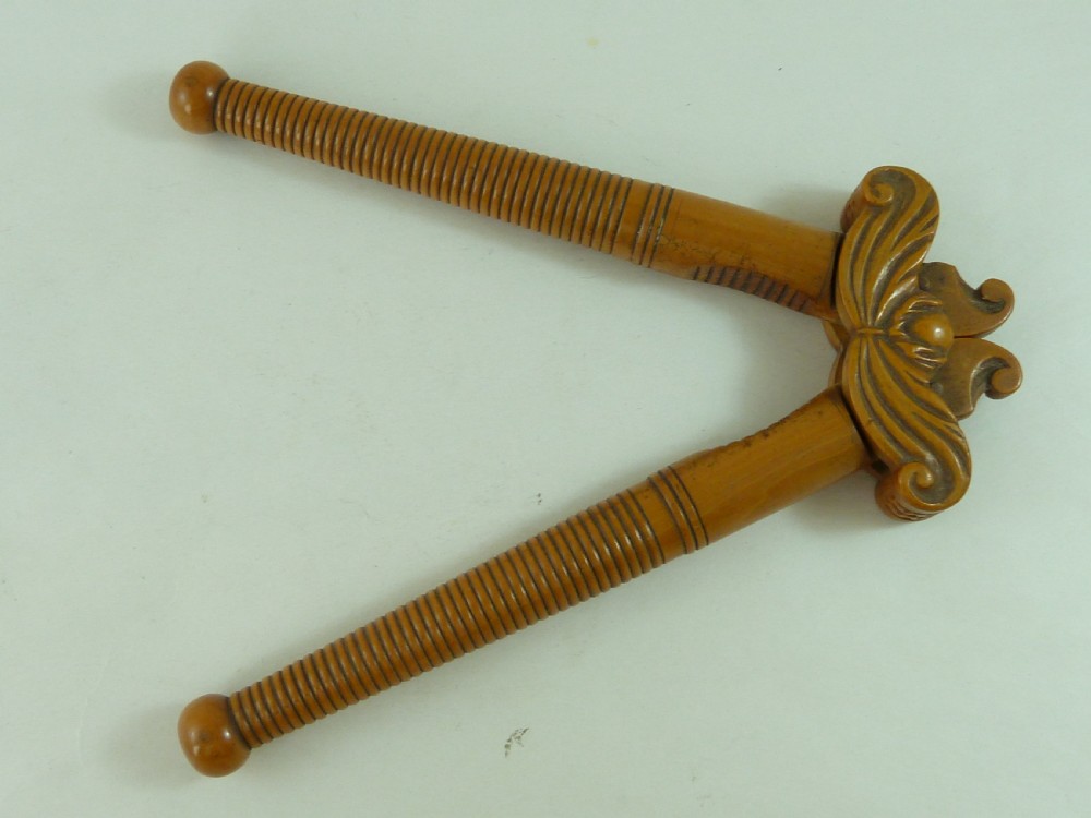 Turned Wood Lever Type Hazel Nutcracker Boxwood Treen View III