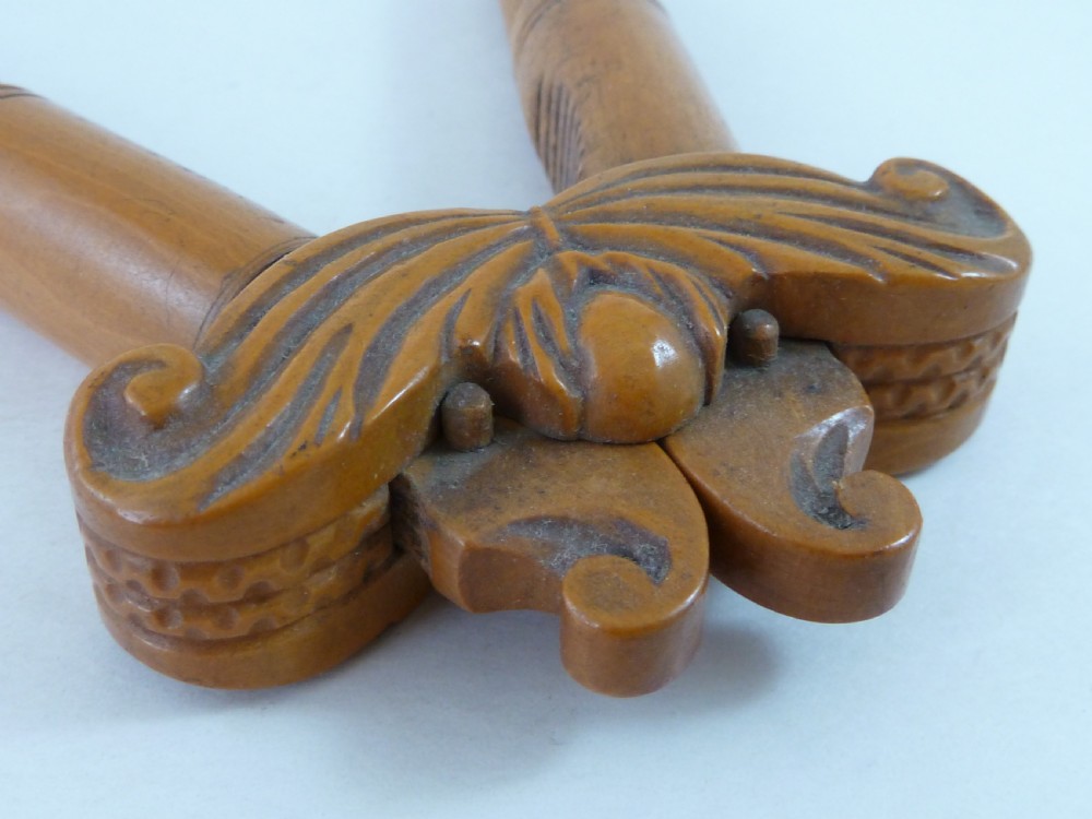 Turned Wood Lever Type Hazel Nutcracker Boxwood Treen View IV