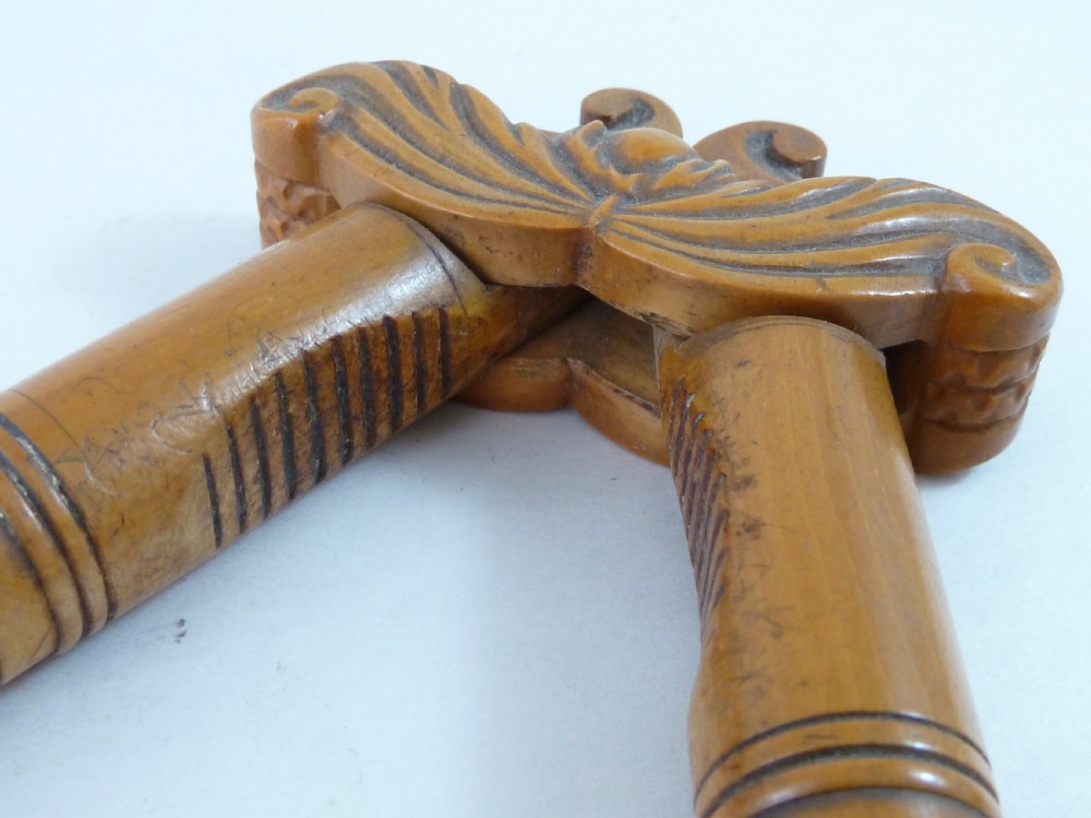 Turned Wood Lever Type Hazel Nutcracker Boxwood Treen View V