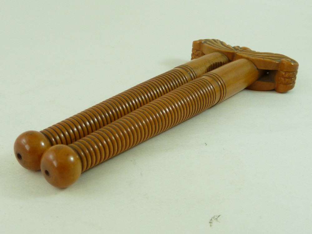 Turned Wood Lever Type Hazel Nutcracker Boxwood Treen View VI