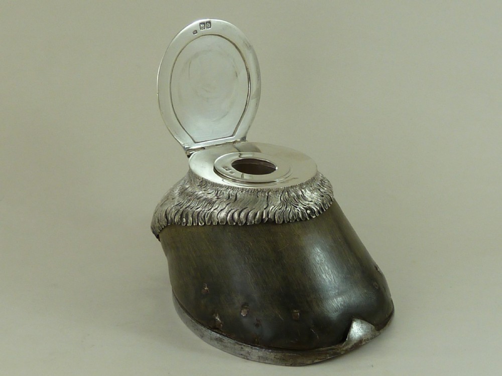 Victorian Horse Hoof Hallmarked Silver Inkwell Jack Sprat 1887 Taxidermy