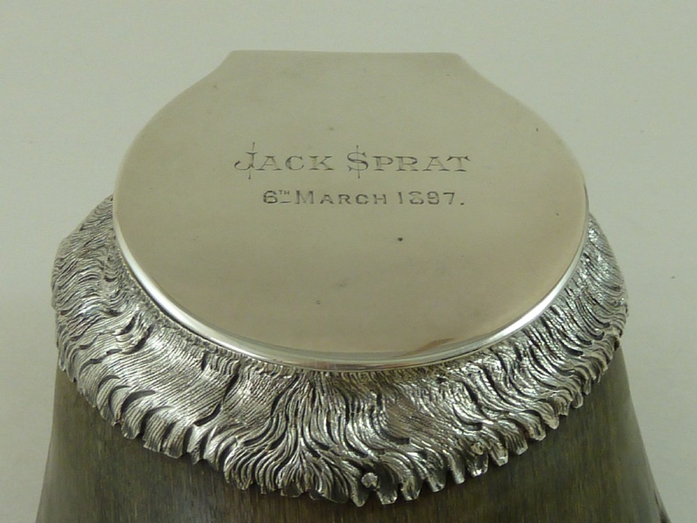 Victorian Horse Hoof Hallmarked Silver Inkwell Jack Sprat 1887 Taxidermy View V