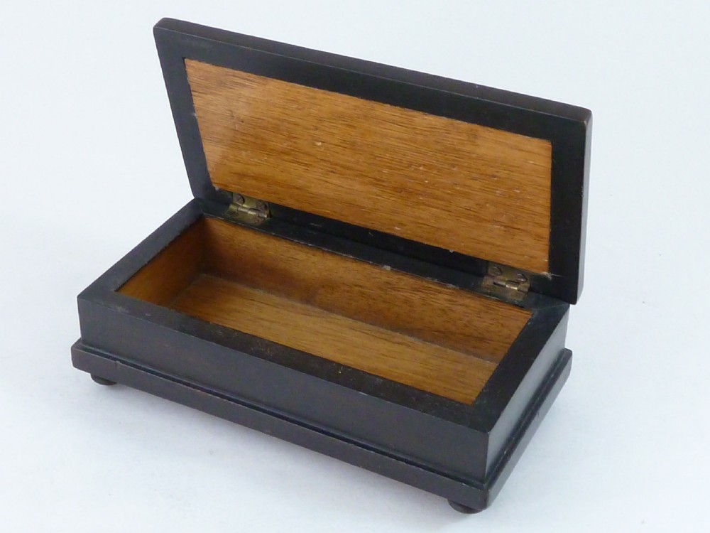 Italian Pietra Dura Mounted Ebony Trinket Box Antique View V