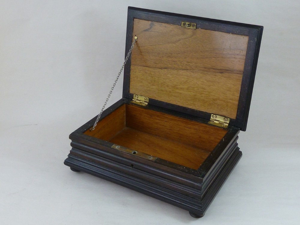 Large Italian Pietra Dura Mounted Ebony Jewellery Box Antique View V