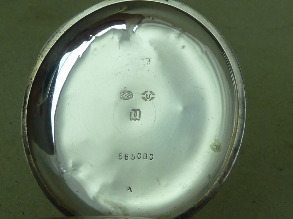 Swiss 8 Day Visible Escapement Full Hunter Pocket Watch 925 Sterling Silver London 1915 Hebdomas Weekly Watch Co  View V