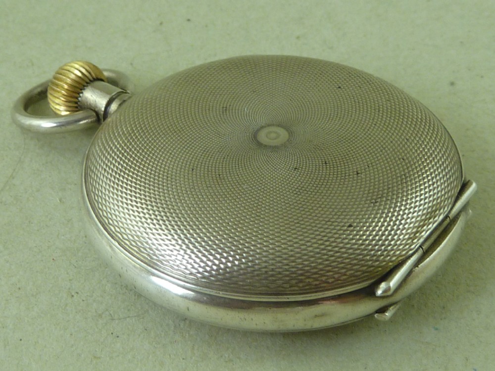 Swiss 8 Day Visible Escapement Full Hunter Pocket Watch 925 Sterling Silver London 1915 Hebdomas Weekly Watch Co  View VI