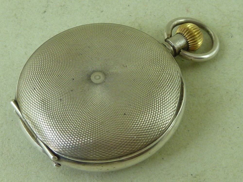 Swiss 8 Day Visible Escapement Full Hunter Pocket Watch 925 Sterling Silver London 1915 Hebdomas Weekly Watch Co  View VII