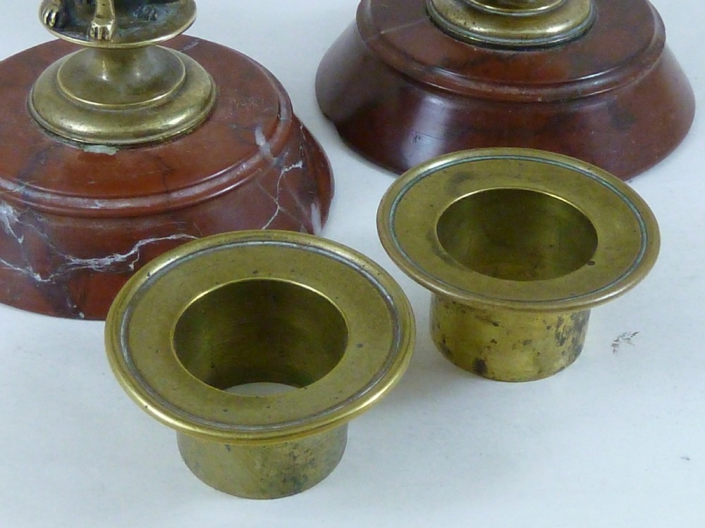 Egyptian Revival Sphinx Candlesticks Red Marble French Sphynx Victorian View VI