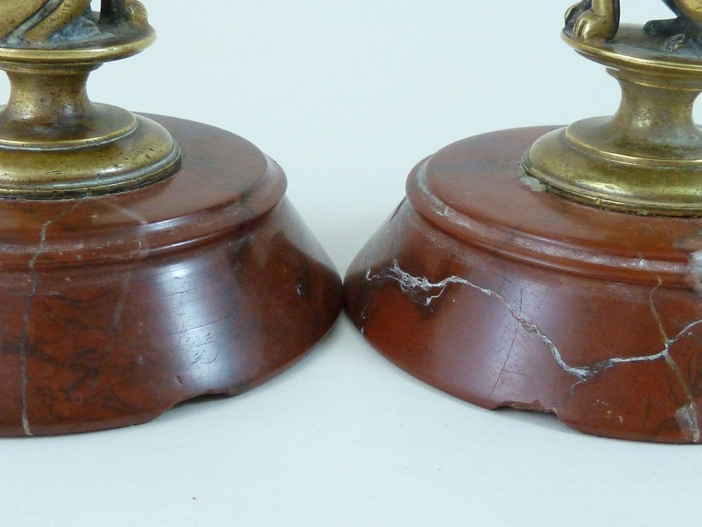 Egyptian Revival Sphinx Candlesticks Red Marble French Sphynx Victorian View IX