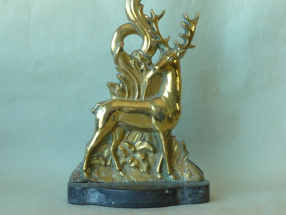 Victorian Brass Stag Cast Iron Door Stop Deer View II