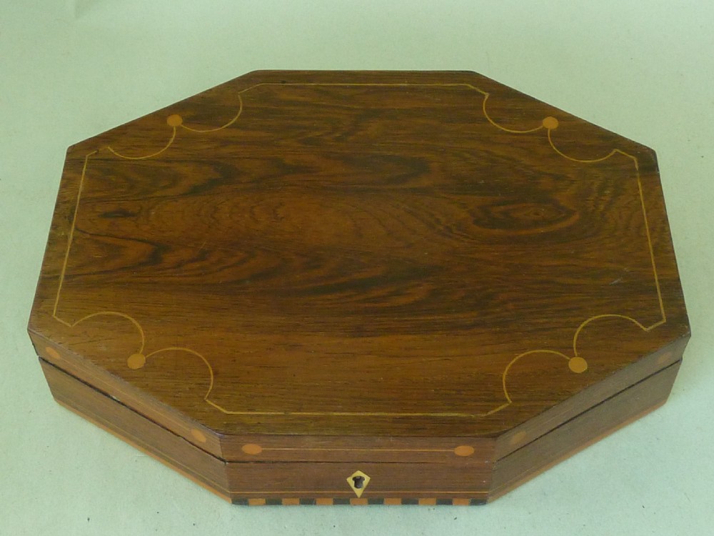 Regency Sea Shell Display Box Valentine Inlaid Rosewood Antique View III
