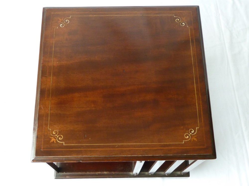 Revolving Bookcase Edwardian Inlaid Mahogany View III