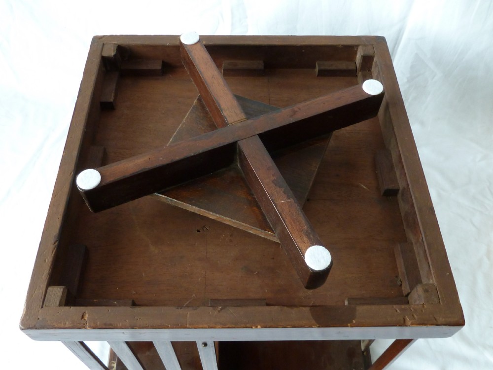 Revolving Bookcase Edwardian Inlaid Mahogany View V
