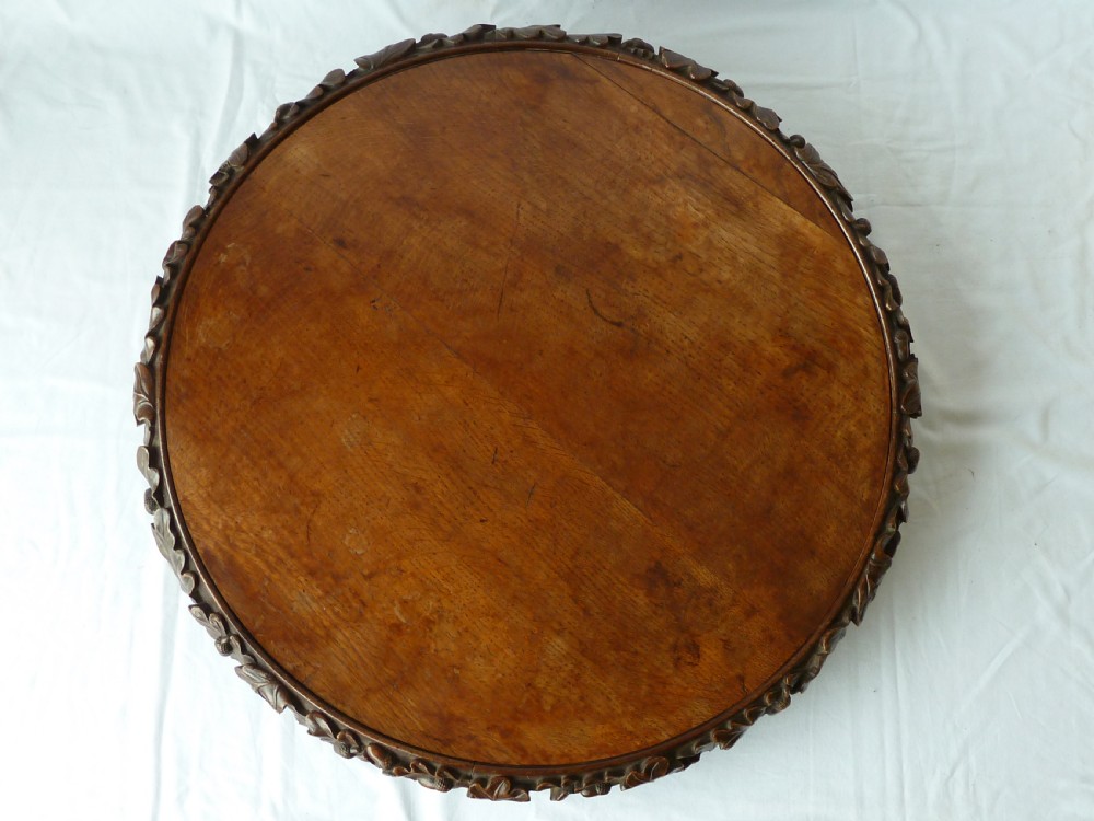 Victorian English Country House Carved Oak Lazy Susan View IV