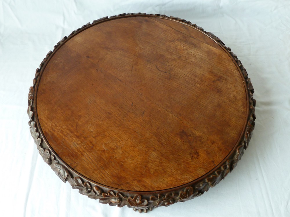 Victorian English Country House Carved Oak Lazy Susan View V