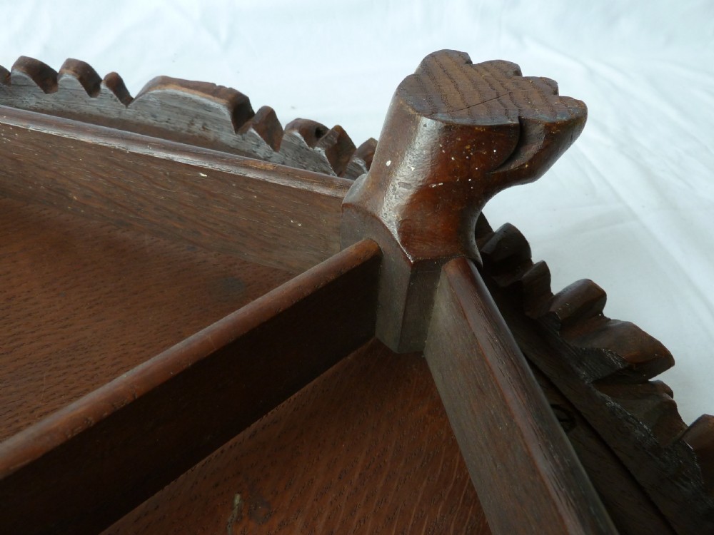 Victorian English Country House Carved Oak Lazy Susan View VIII