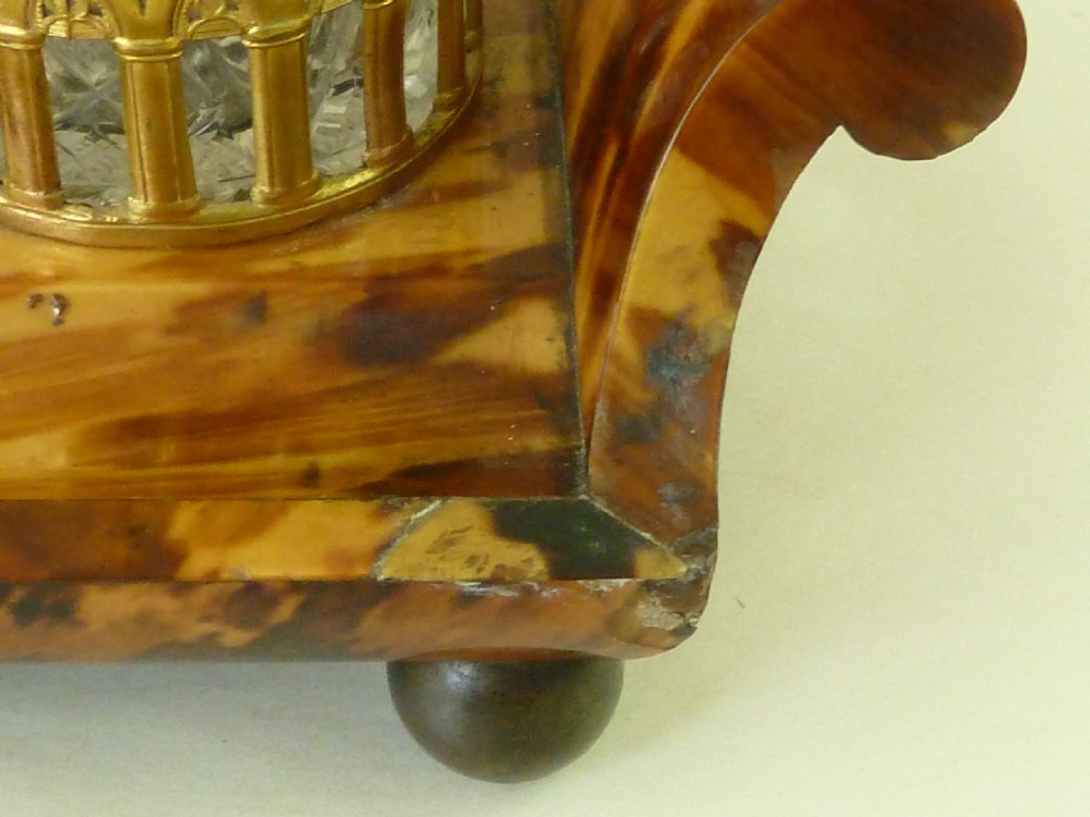 Tortoiseshell Inkstand English Regency Period Inkwell Desk Accessory View V