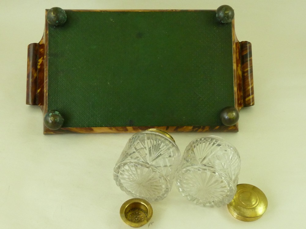 Tortoiseshell Inkstand English Regency Period Inkwell Desk Accessory View VIII