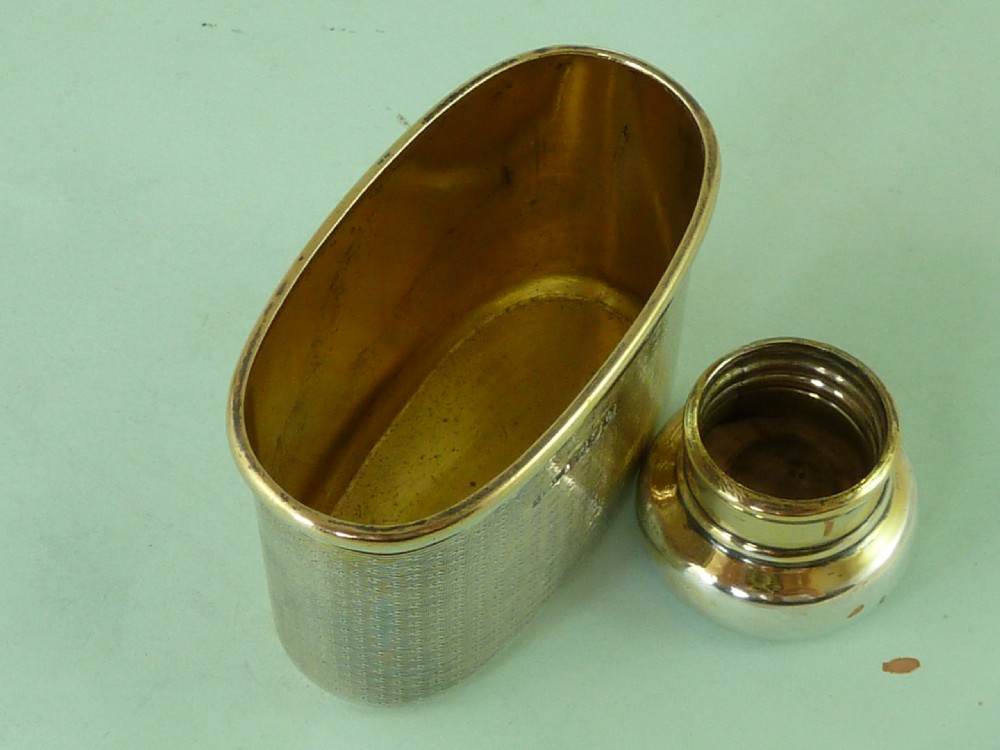 Asprey Sterling Silver Gilt Hip Flask London 1914 George V View IV