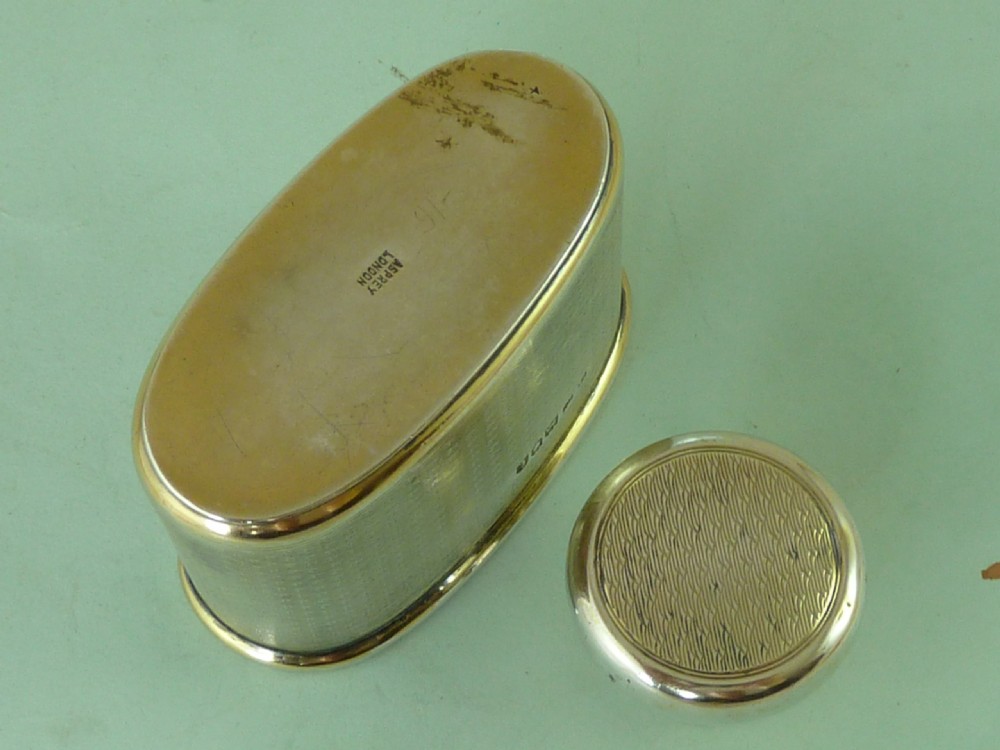 Asprey Sterling Silver Gilt Hip Flask London 1914 George V View V