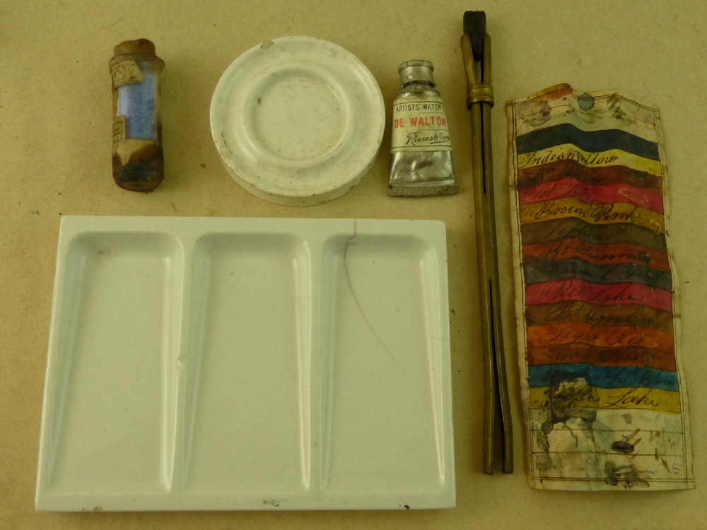 Watercolour Paint Box Mahogany Inlay Newman's Ackerman's Reeves Antique View III