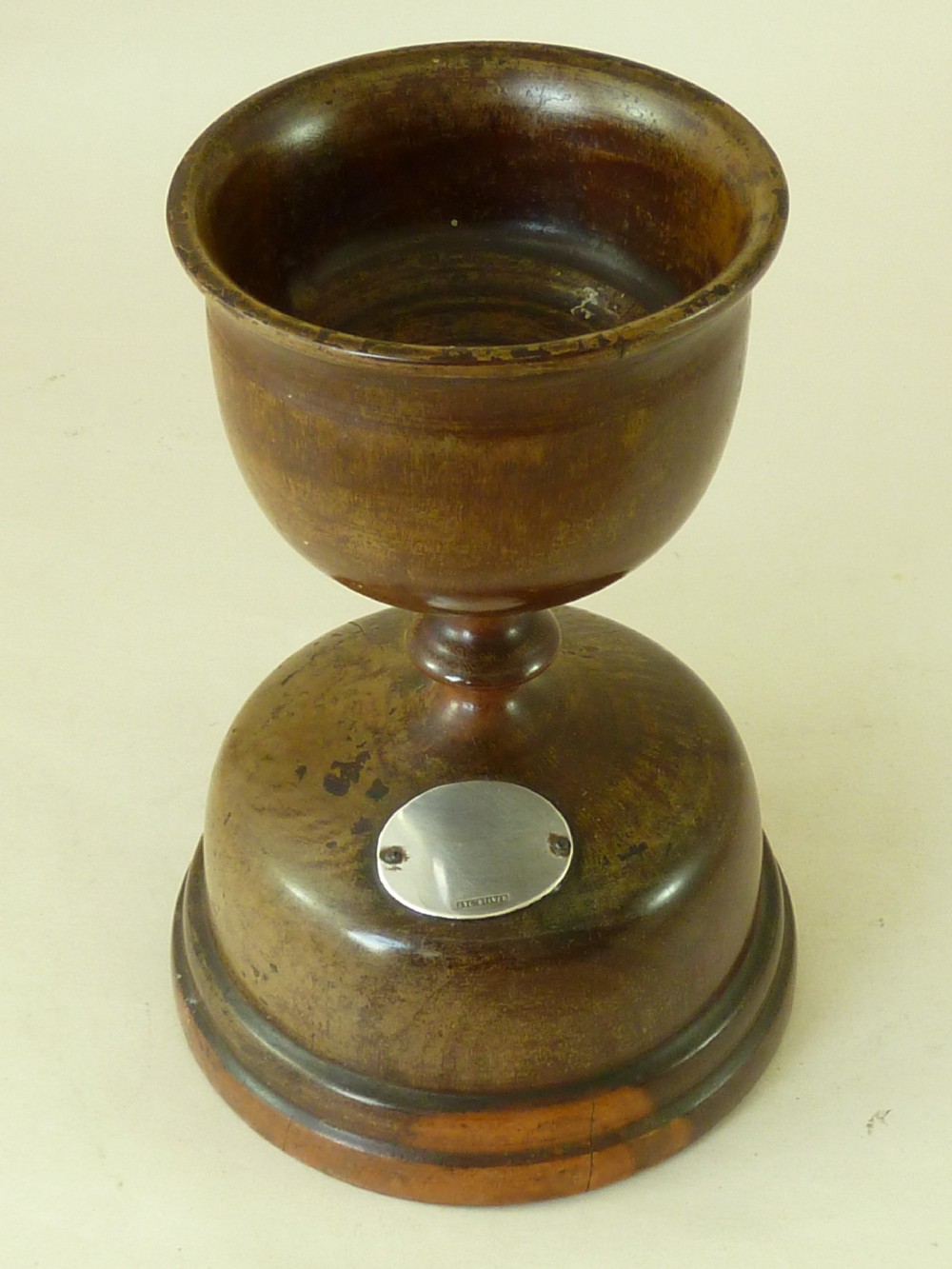 Turned Lignum Vitae Table Salt Bowl Stem Cup Treen Silver Antique View VI
