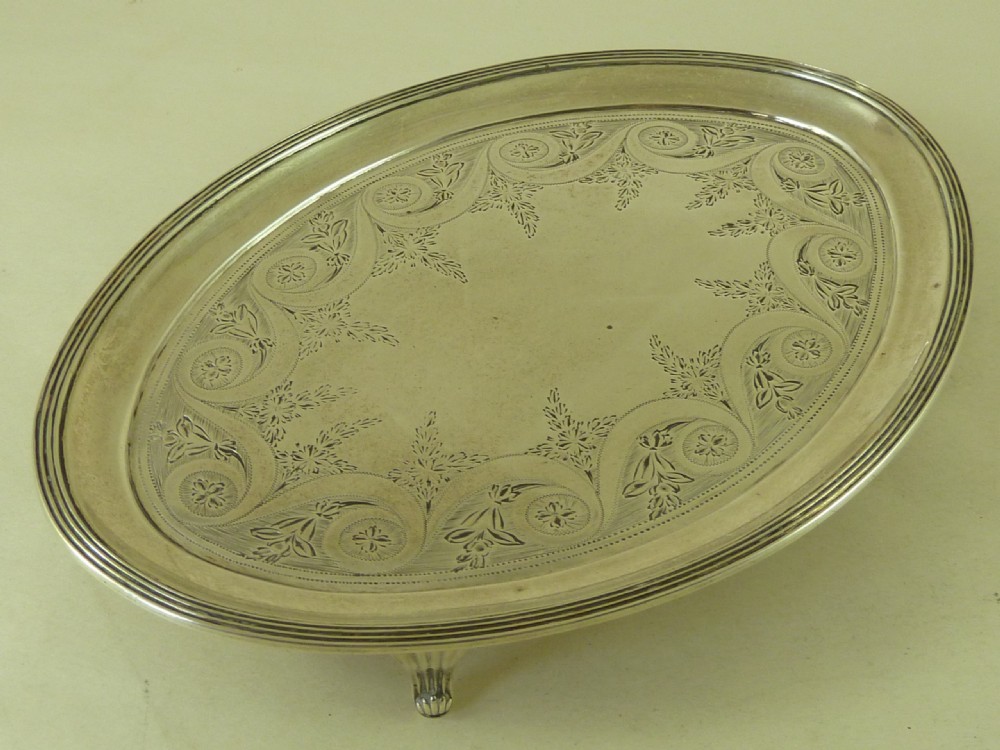 1794 Peter & Ann Bateman Hallmarked Georgian Silver Teapot Stand Card Tray View VII