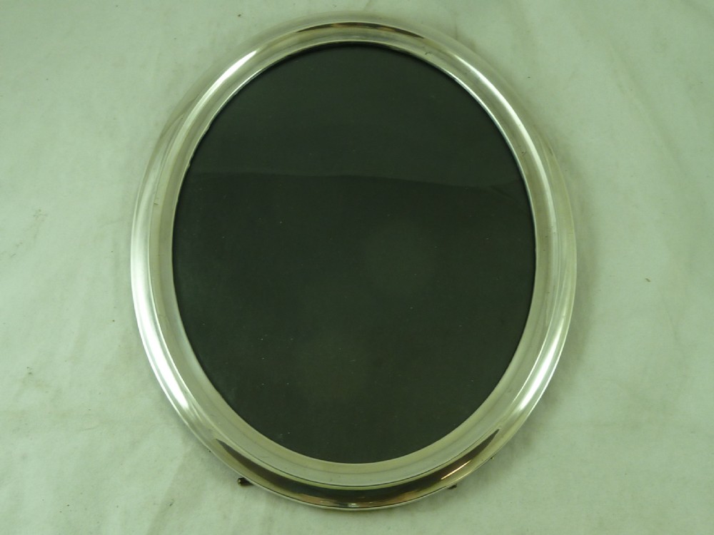 Large 1920 Hallmarked English Silver Photo Frame Reversible Landscape or Portrait Oval View IV