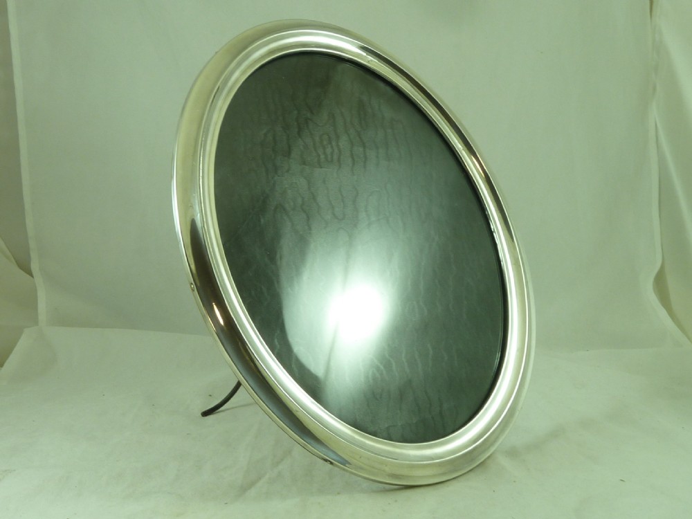 Large 1920 Hallmarked English Silver Photo Frame Reversible Landscape or Portrait Oval
