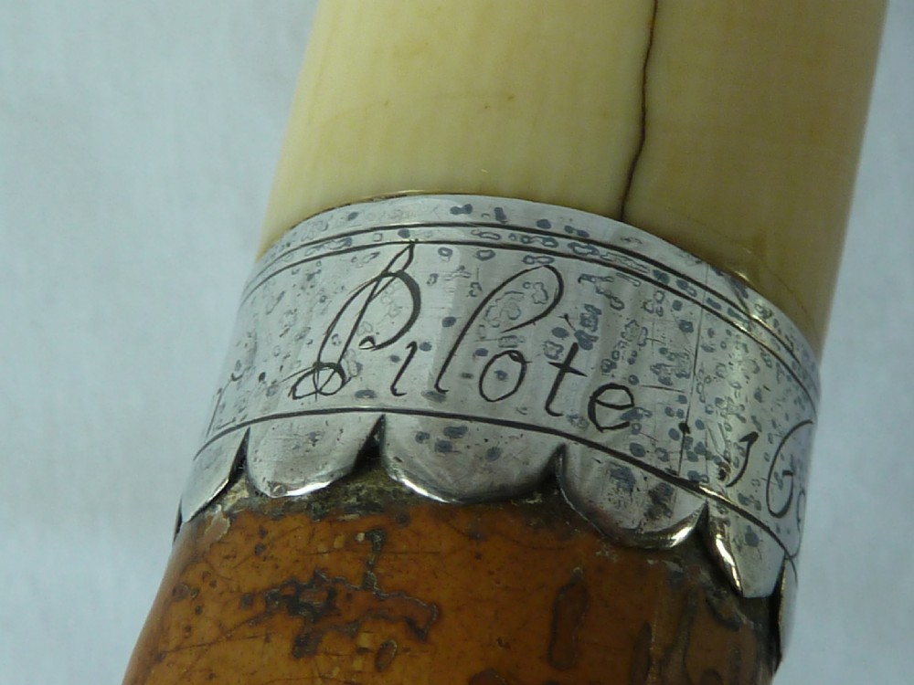 1698 Turned Ivory Malacca Walking Stick English Cane Silver Dated Peter Pilote View VI