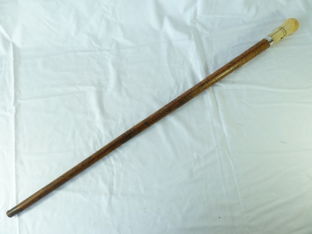 1698 Turned Ivory Malacca Walking Stick English Cane Silver Dated Peter Pilote View VIII