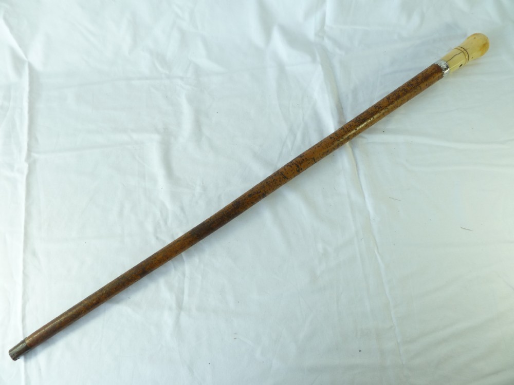 1698 Turned Ivory Malacca Walking Stick English Cane Silver Dated Peter Pilote View IX