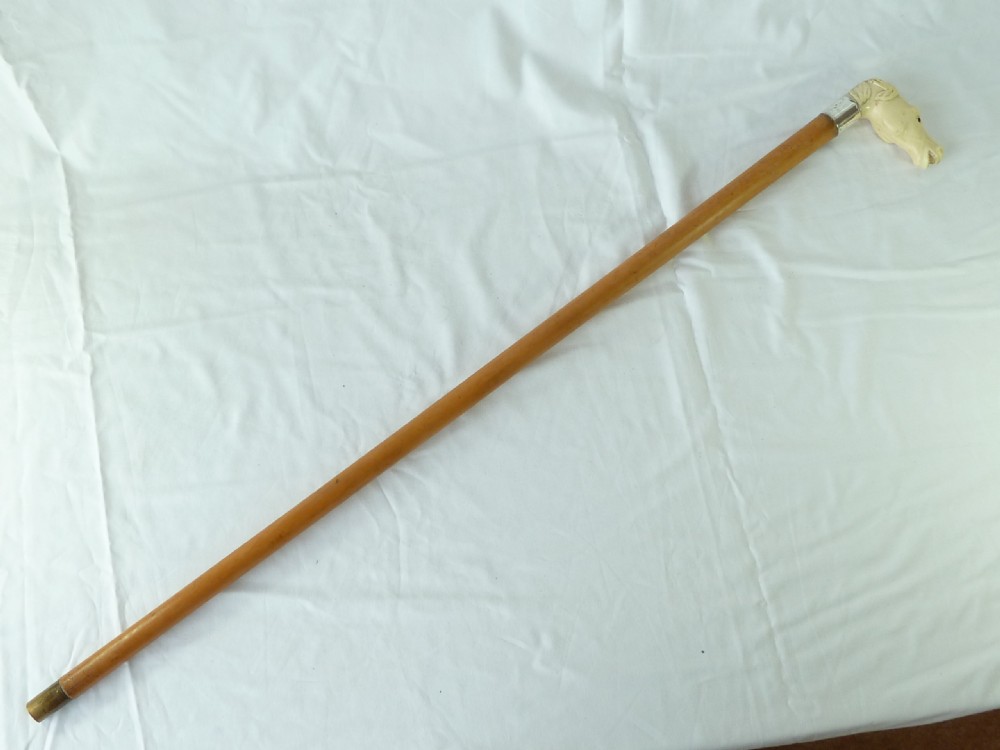 Carved Ivory Horse Head Malacca Walking Stick Novelty Cane  View VIII